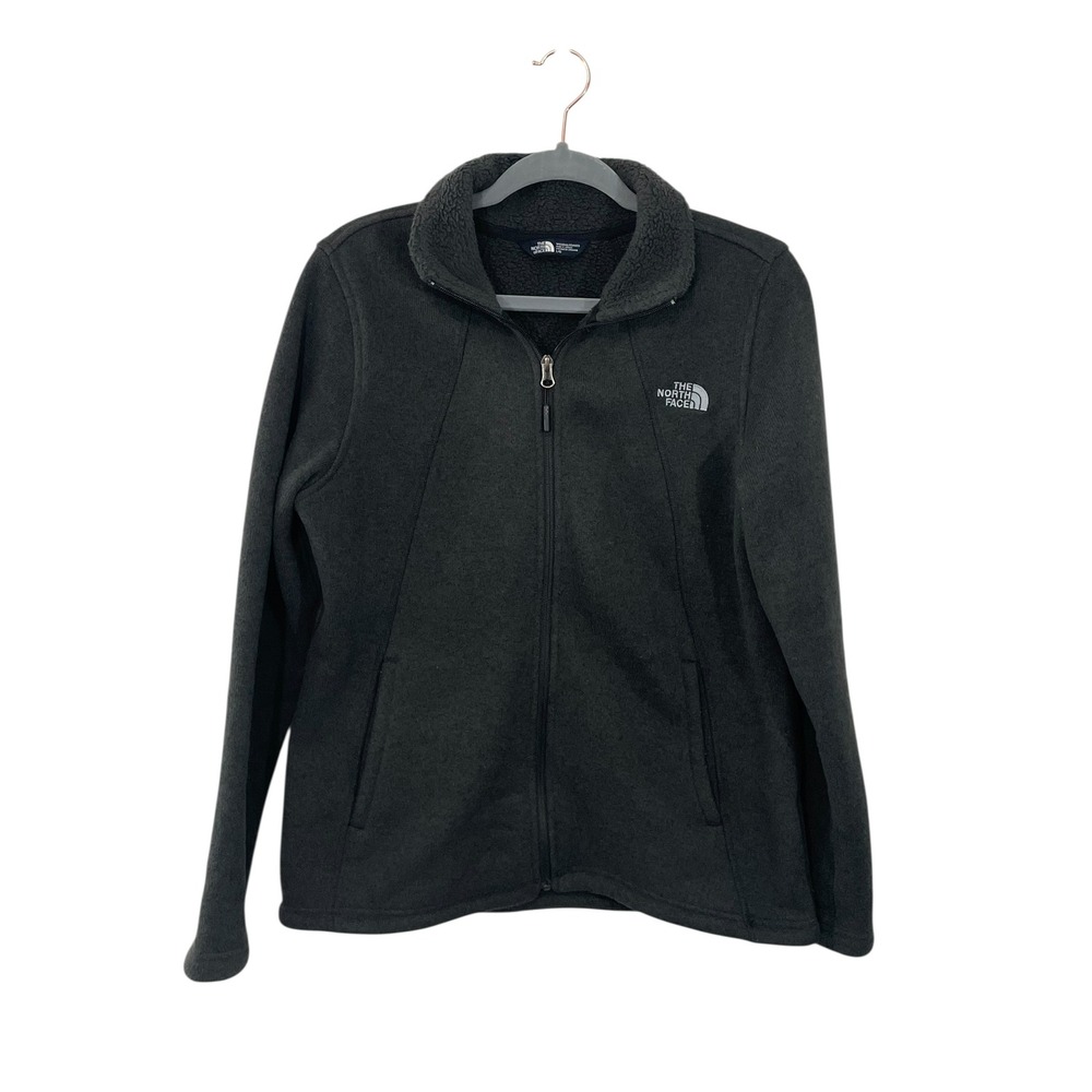 The North Face Women's LARGE Sweater Fleece Jacket Full Zip‎ Gray Sherpa
